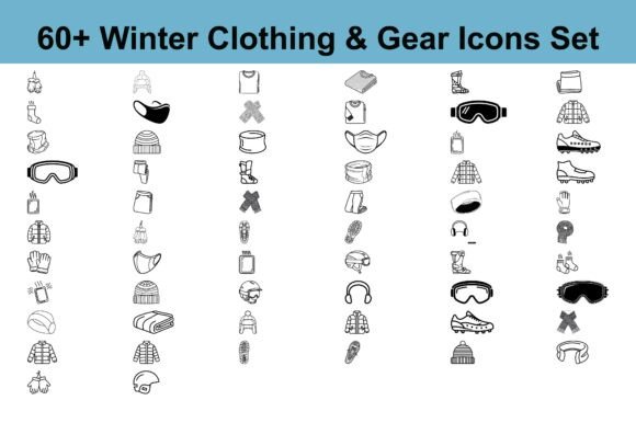 60 Winter Clothing and Gear Icons