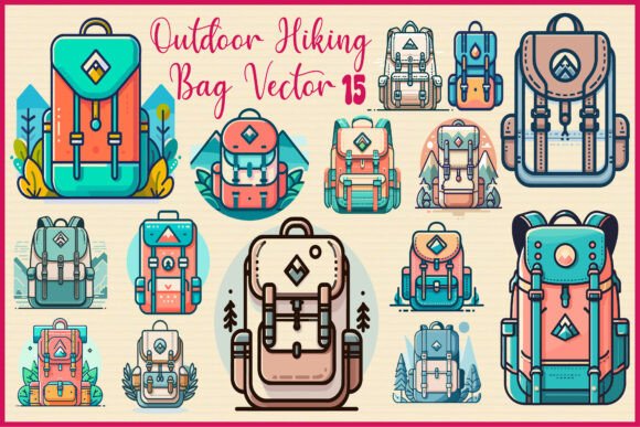 Outdoor Hiking Bag Vector Set