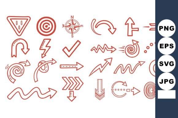 Red Doodle Arrows Line Art Set: A Versatile Tool for Dynamic Design