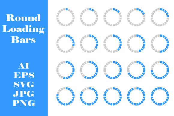 Set of Round Loading Bars for Web Design