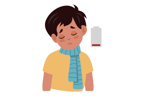 Tired Boy. Law Battery Sign. Cold and Fl: Understanding Symptoms, Prevention, and Protection