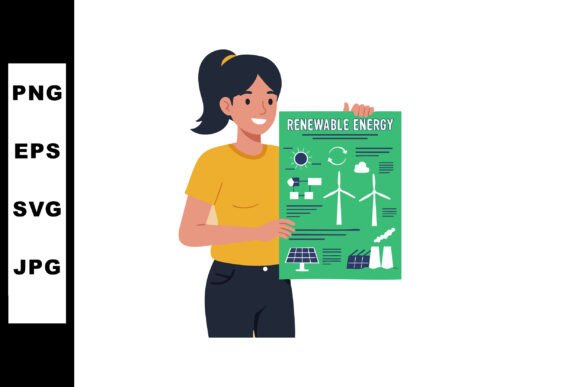 Woman Holding Renewable Energy Infograph