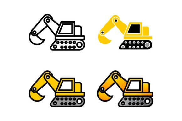 Yellow Excavator Icon Set: A Versatile Resource for Design and Construction Projects